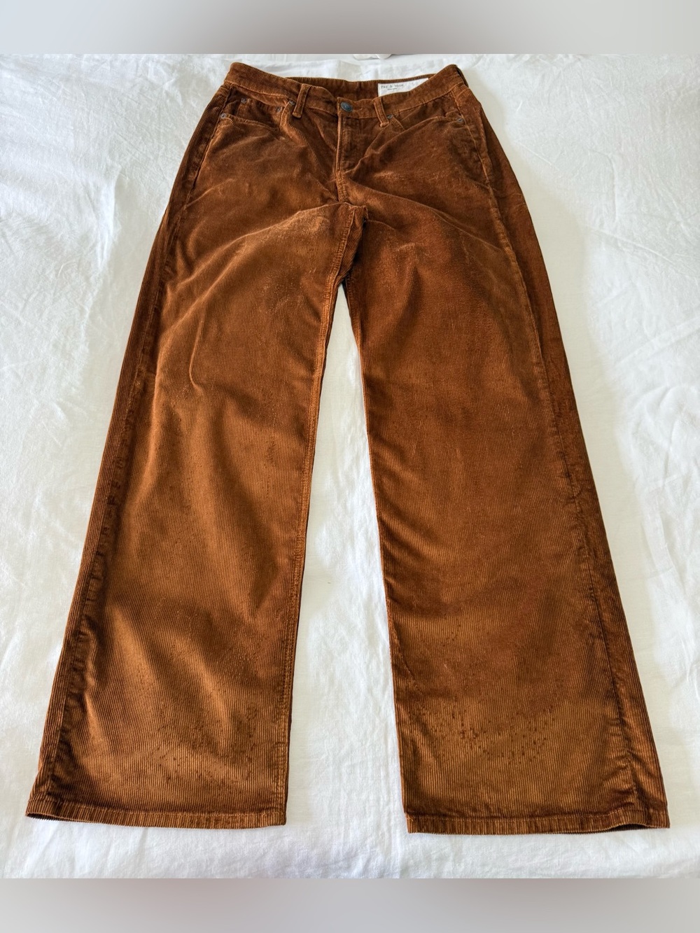 Rag & Bone | Women's 26 | Brown Logan High Rise Wide Leg Corduroy Pants | Gold